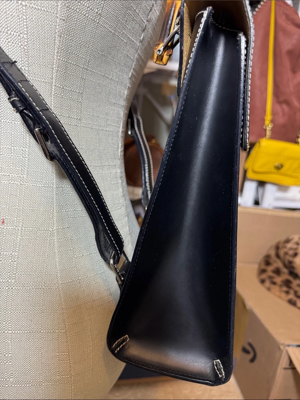 Dooney & Bourke Black Convertible Leather Backpack satchel with Bamboo Handle